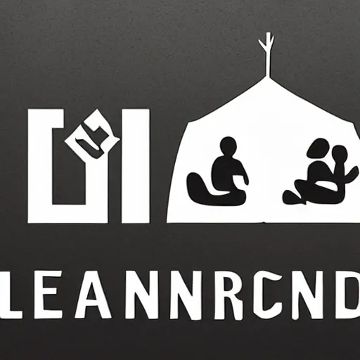 Prompt: logo of a tent with people inside in Leonardo da Vinci style, black background