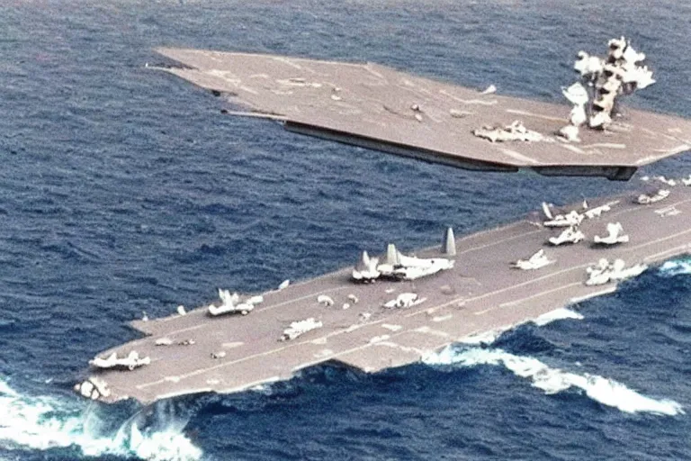 Image similar to uss nimitz tictac ufo incident by studio ghibli, middle of the ocean, tic tac ufo, warship