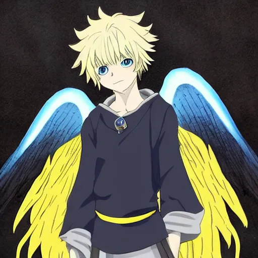 cute anime angel boy with yellow hair and a startled | Stable Diffusion |  OpenArt