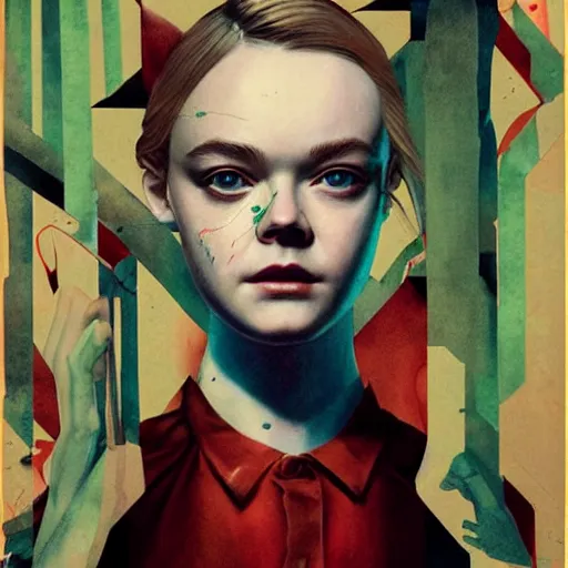 Image similar to Elle Fanning in the NBC series Hannibal picture by Sachin Teng, asymmetrical, dark vibes, Realistic Painting , Organic painting, Matte Painting, geometric shapes, hard edges, graffiti, street art:2 by Sachin Teng:4