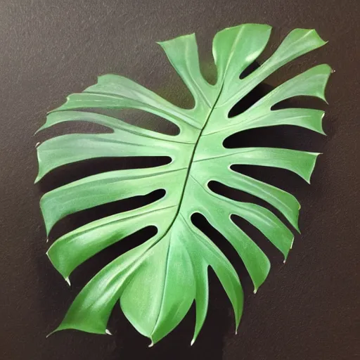 Prompt: botanical illustration of a monstera made out of metal with hinges and industrial parts