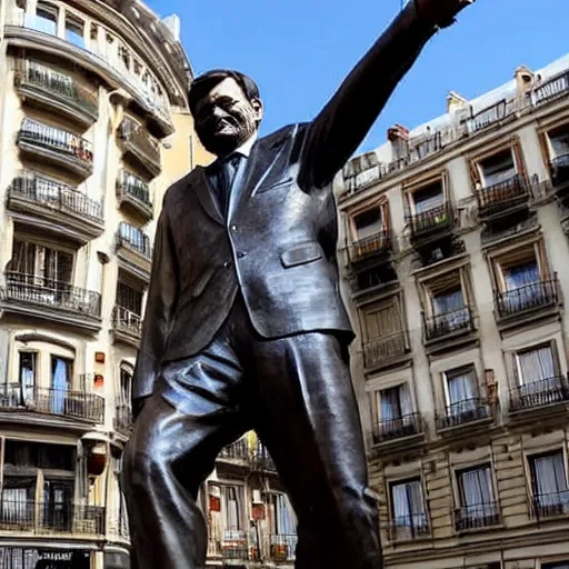 Prompt: A giant bronze statue of Mariano Rajoy in the middle of Madrid