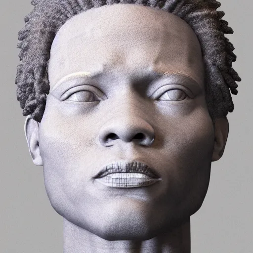 Image similar to marble statue of Jean-Michel Basquiat thinking 3d octane render