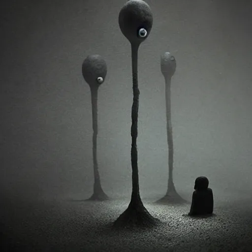 Image similar to the world between insanity and reality, surrealistic detailed claymation art, dark, moody, foggy