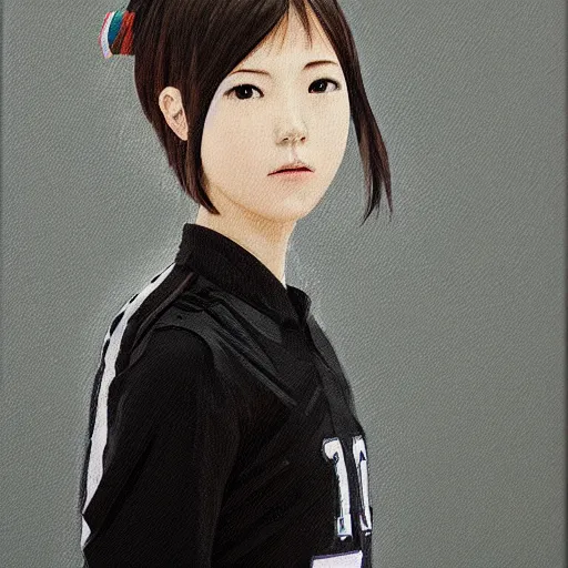 Image similar to a high detail portrait of high school girl by makoto sinkai, in simple background, CLIP STADIO, mad painting