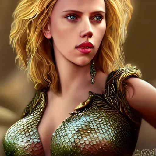 Image similar to scarlett johansson in a mermaid outfit fantasy, highly detailed face, 8 k