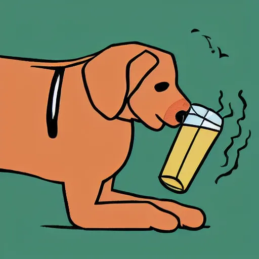 Image similar to digital art of a dog drinking beer