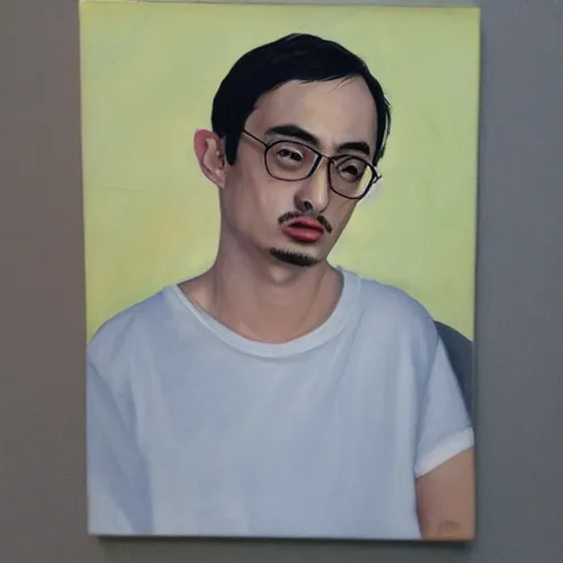 Prompt: filthy frank portrait, oil painting