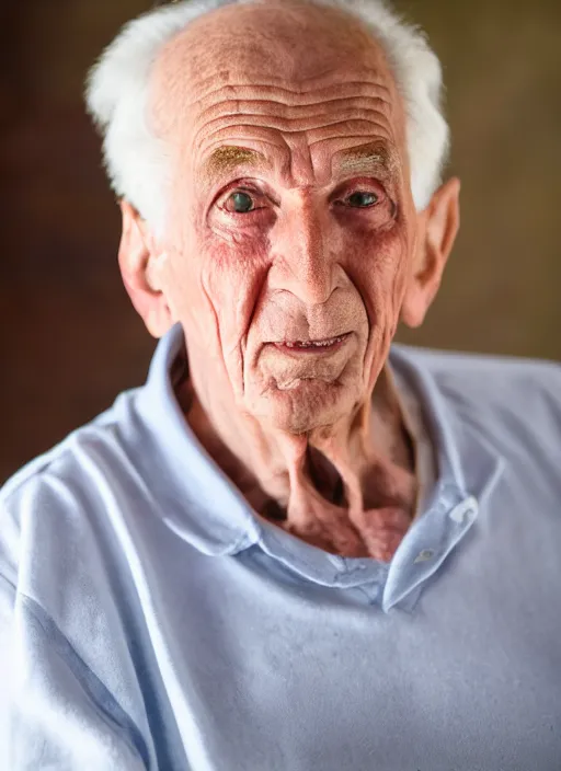 Image similar to dslr photo portrait still of 7 5 year old age 7 5 ronald macdonald at age 7 5!!!, 8 5 mm f 1. 8