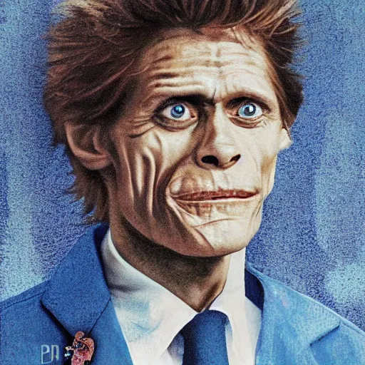 Image similar to willem dafoe on the top of a pez dispencer, detailed