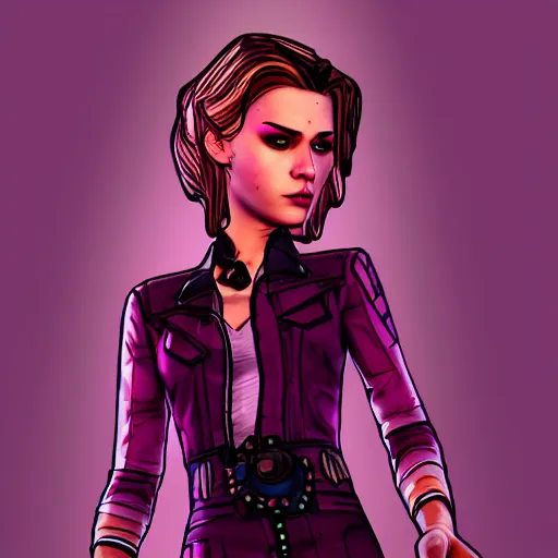 Image similar to pink singer portrait, borderlands, tales from the borderlands, the wolf among us, comic, cinematic lighting, studio quality, 8 k