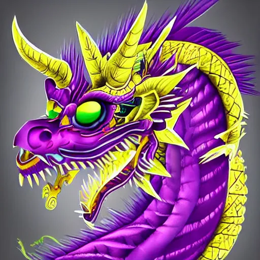 Image similar to very cute purple Chinese dragon with ai, epic, digital art