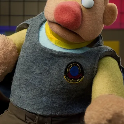 Prompt: hank schrader as a muppet. highly detailed felt. hyper real photo. 4 k.