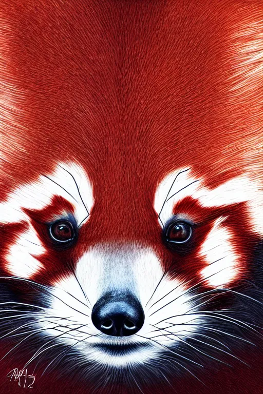 Prompt: an amber red panda, symmetrical, highly detailed, digital art, sharp focus, trending on art station