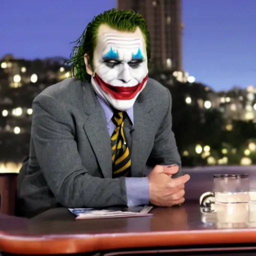 Prompt: The Joker, pissed off, on Jimmy Kimmel