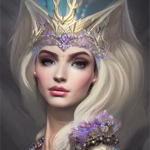 Image similar to stunning portrait of a fantasy queen, concept art, elegant, intricate, 8k