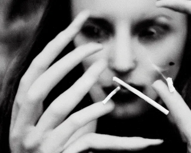 Image similar to a lomographic photo of woman hand with cigarette