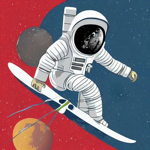 Image similar to an astronaut is skateboarding on the moon digital art