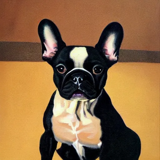 Prompt: french bulldog painting in the style of mona lisa