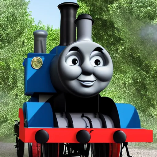 Prompt: thomas the military engine in the trolley dillema