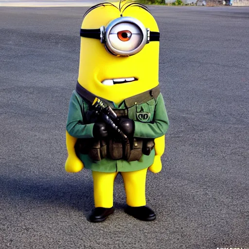 Image similar to minion from the movie the minions in idf soldier uniform