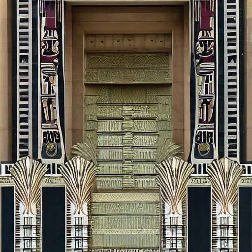 Prompt: egyptian revival art-deco building