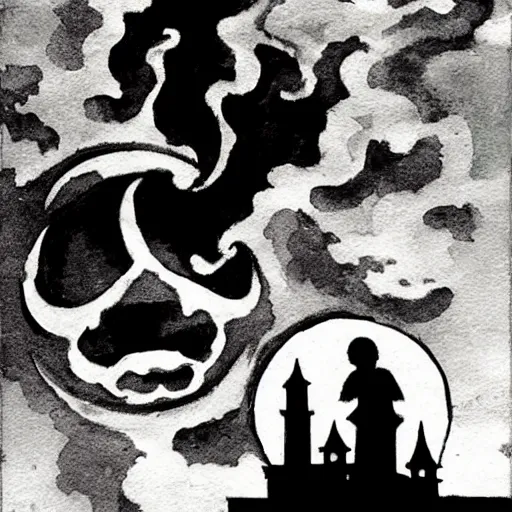 Prompt: ghosts, spirits on bayou, heavy ink, moon in sky, green, mike mignola