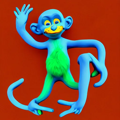 Prompt: happy monkey in the style of Dr Suess and MC Escher, digital art, 3d, smooth