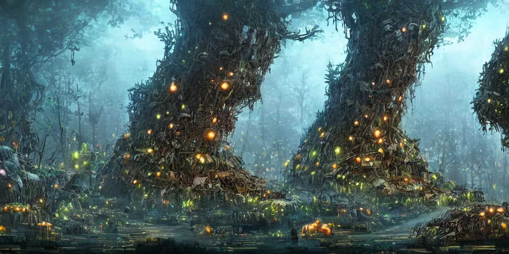 Image similar to fungus forest city, trending on artstation