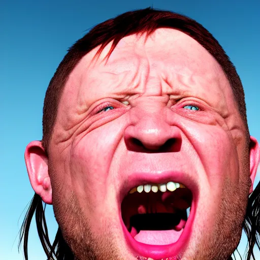 Prompt: photo portrait of shaun ryder screaming and staring into the horizon, realistic, hyperrealistic, 8 k resolution, hd quality, very detailed, highly detailed, intricate details, real life, real world, trending on artstation, digital art, really realistic, very realistic, headshot, head in frame, photograph, portrait, head in frame