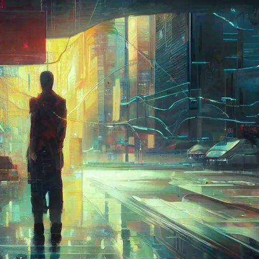 Image similar to an epic painting Matrix, oil on canvas, cold colors, perfect composition, golden ratio, beautiful detailed, photorealistic, digital painting, artstation, concept art, smooth, sharp focus, illustration, cyberpunk background, artstation trending, octane render, unreal engine