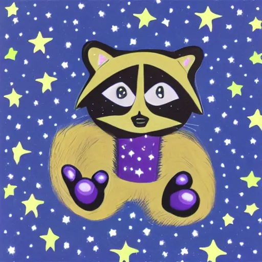 Image similar to purple raccoon in the stars