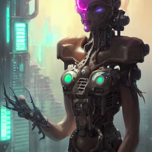 Prompt: a portrait of a cybernetic vecna, cyberpunk concept art by pete mohrbacher and wlop and artgerm and josan gonzales, digital art, highly detailed, intricate, sci-fi, sharp focus, Trending on Artstation HQ, deviantart, unreal engine 5, 4K UHD image