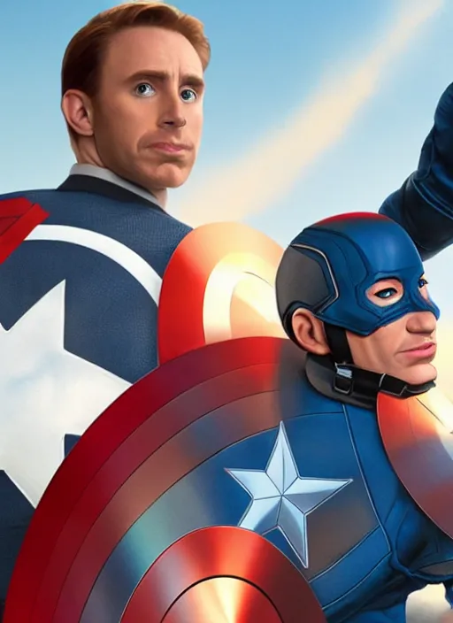 Image similar to captain america as a muppet in the new action movie 4 k atmospheric volumetric