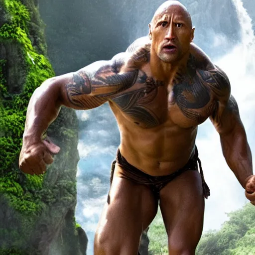 Image similar to Dwayne Johnson as tarzan