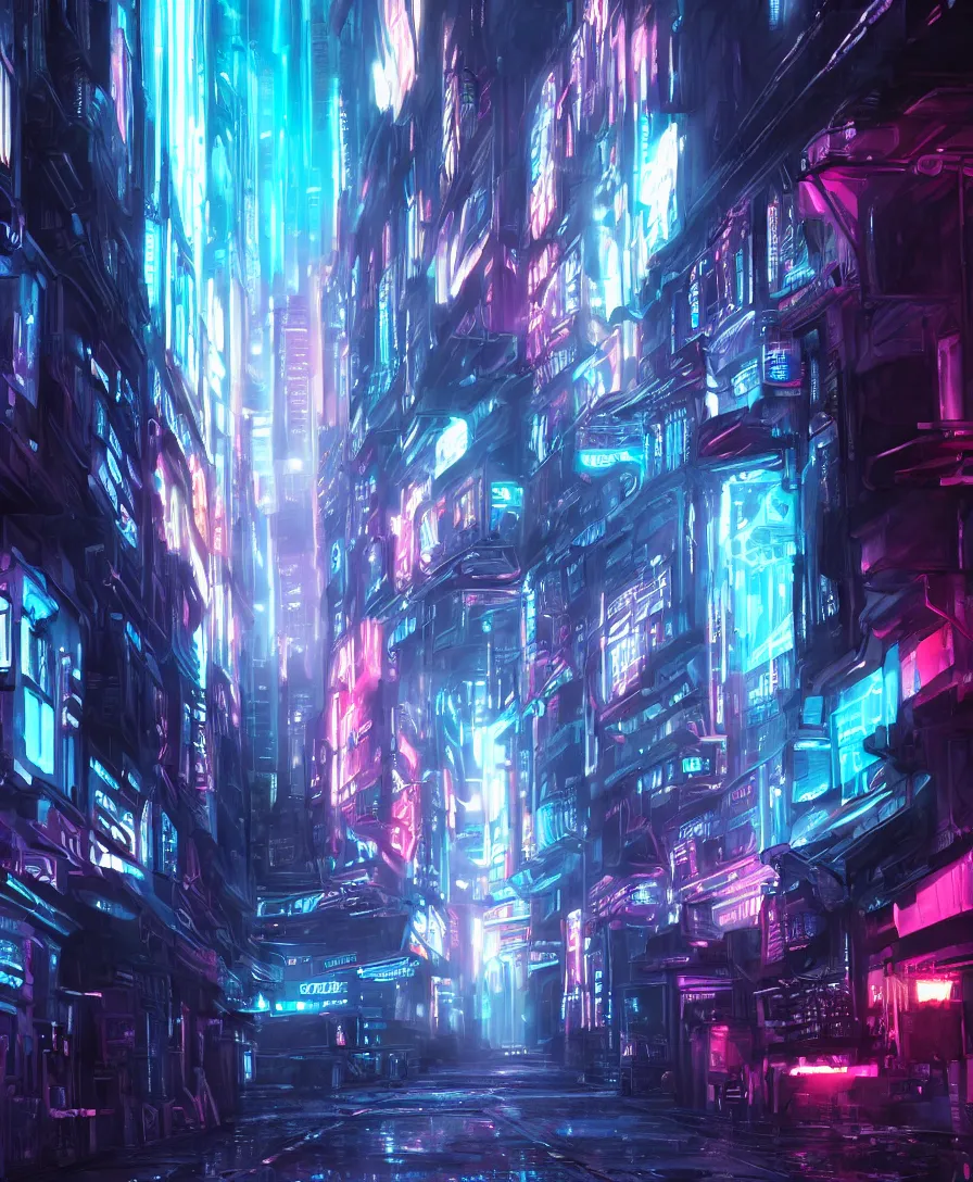 Image similar to warp speed concept art blade runner 2049 tron neon alleyway night