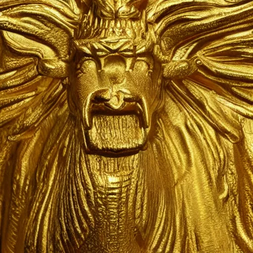 Prompt: gold lamassu