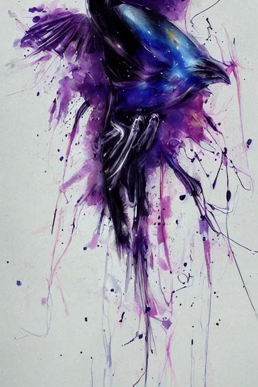 Image similar to scifi futuristic raven bird art by agnes cecile, beautiful, soft, smooth