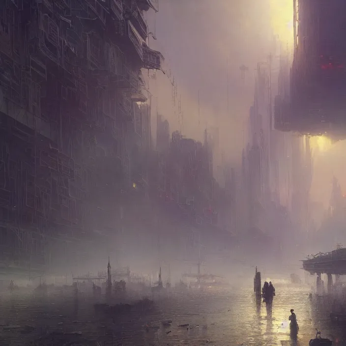 Image similar to a beautiful painting of a cyberpunk city on the wasteland by ivan aivazovsky and greg rutkowski and james gurney and frank lloyd and sung choi, in style of impressionnisme. hyper detailed, sharp focus, soft light. unreal engine 5 lumen. ray tracing. trending on artstation. oil on canvas