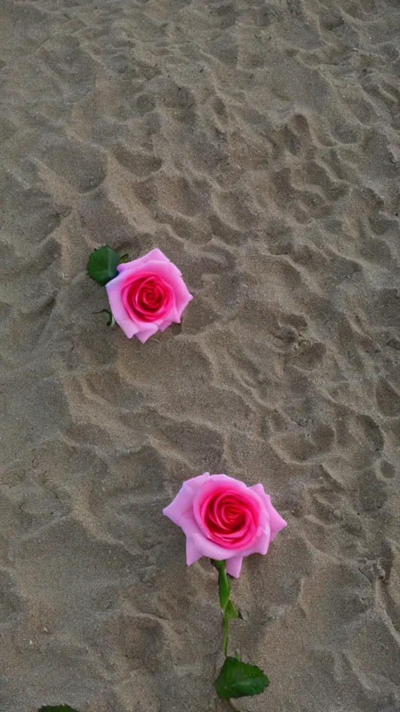 Prompt: rose, beach, third person perspective