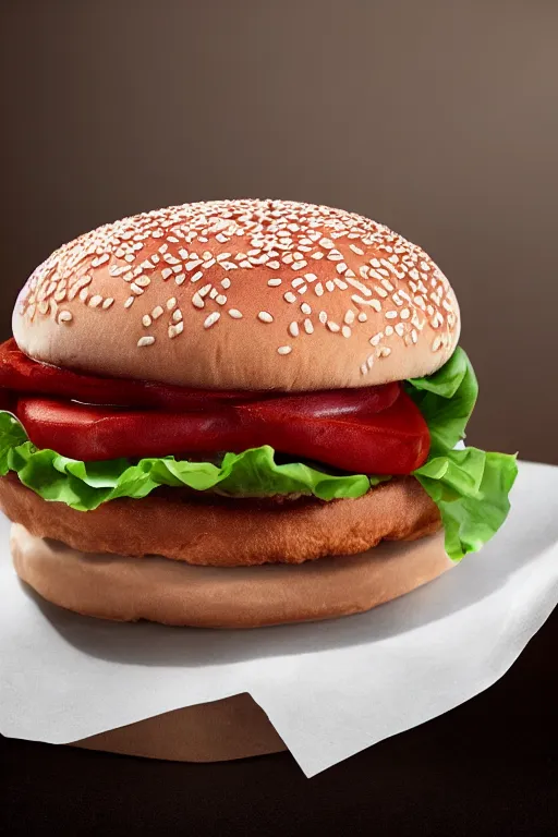Image similar to mcdonalds hamburger covered in blood, commercial photography
