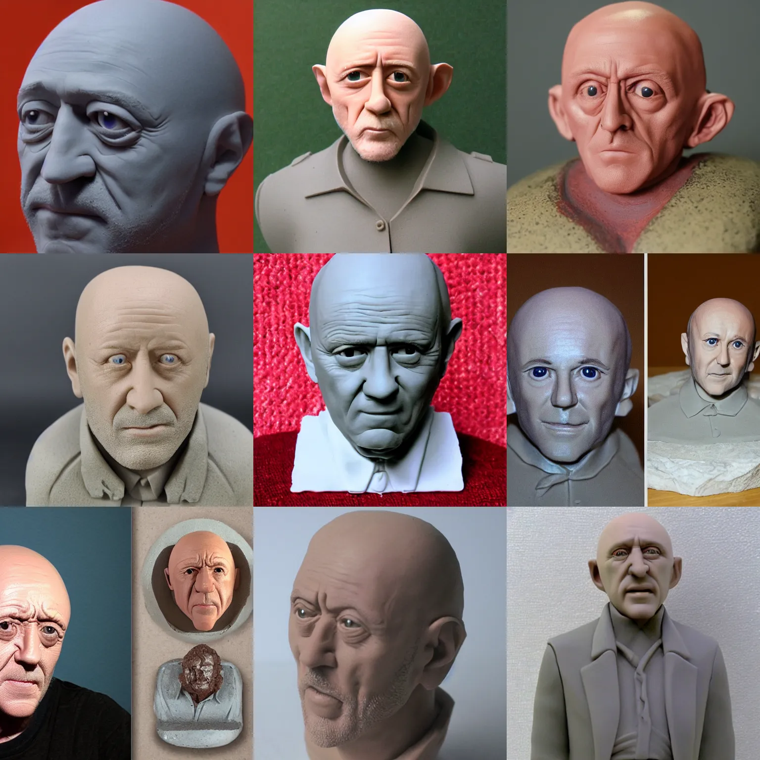 Prompt: jonathan banks made from clay