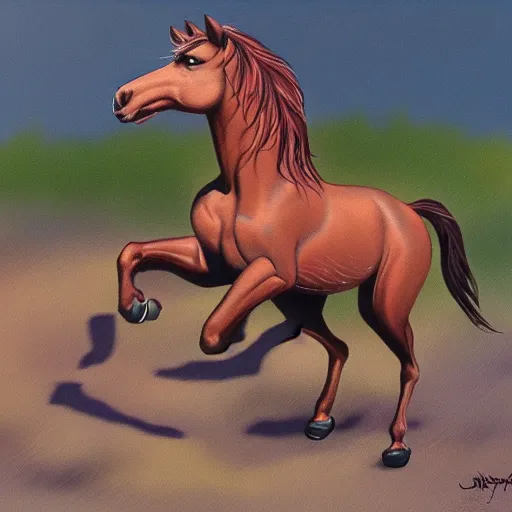 Prompt: a galloping wild horse, by disney