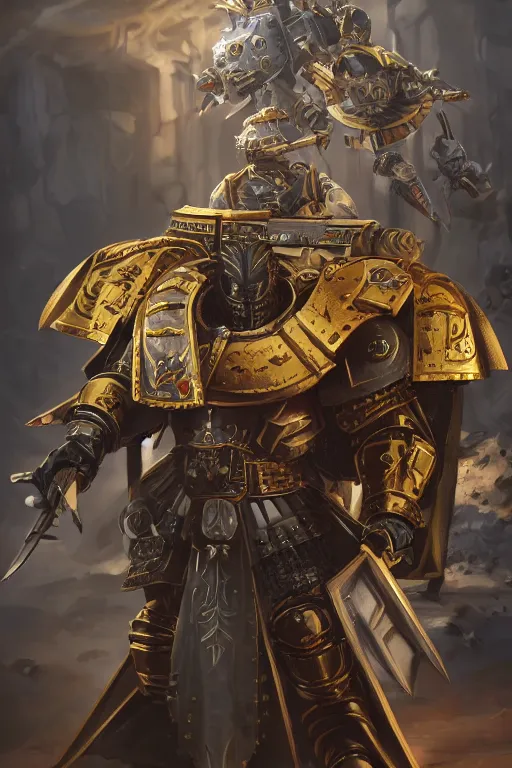 Image similar to armor portrait heros warhammer 4 0 k horus heresy fanart - the primarchs emperor by johannes helgeson animated with vfx concept artist & illustrator global illumination ray tracing hdr fanart arstation zbrush central hardmesh 8 k octane renderer comics stylized