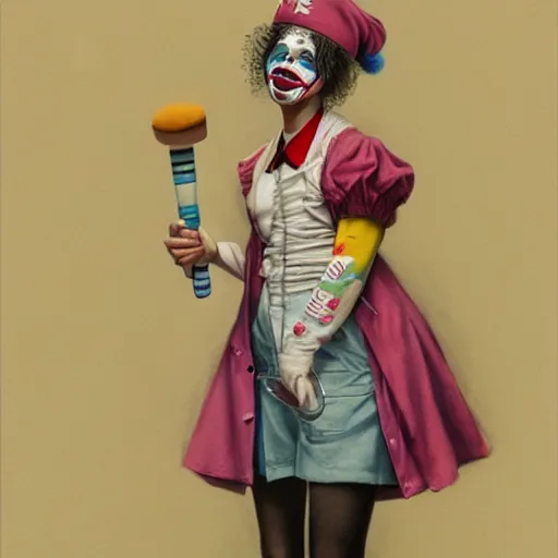 Image similar to clowncore pastel punk young hospital nurse wearing stylish uniform. detailed, portrait, 8 k, artwork by jean - baptiste monge