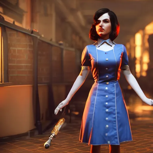 Prompt: elizabeth from bioshock infinite, unreal engine, 8 k, ultra realistic, ultra detail, ray tracing