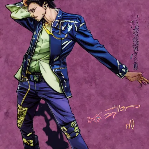 volodymyr zelenskii in jojo pose jojo anime style by