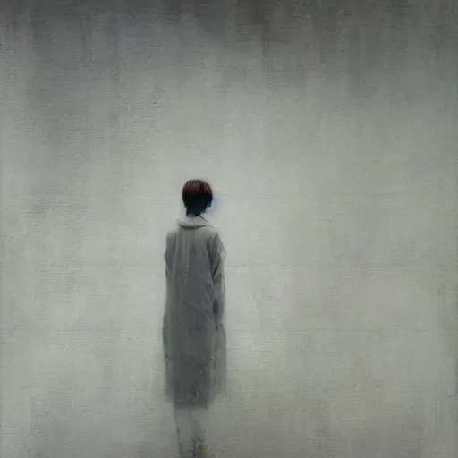 Prompt: by agnes martin, by ruan jia evocative, dismal. a beautiful illustration. human technology that had become haunted, possessed by quick, gleaming cleverness.