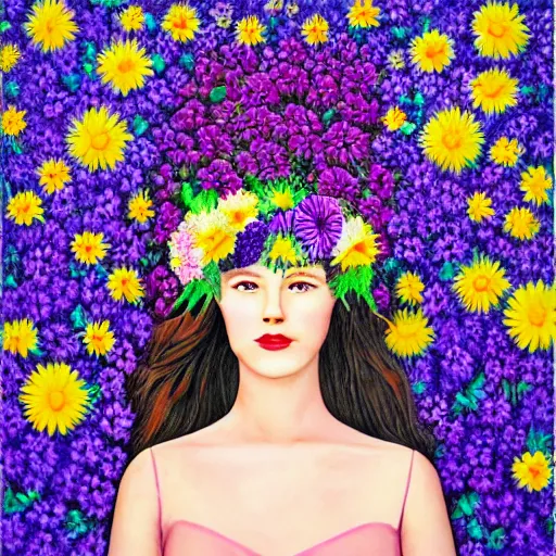 Prompt: surreal flowerheaded girl, flowerfield