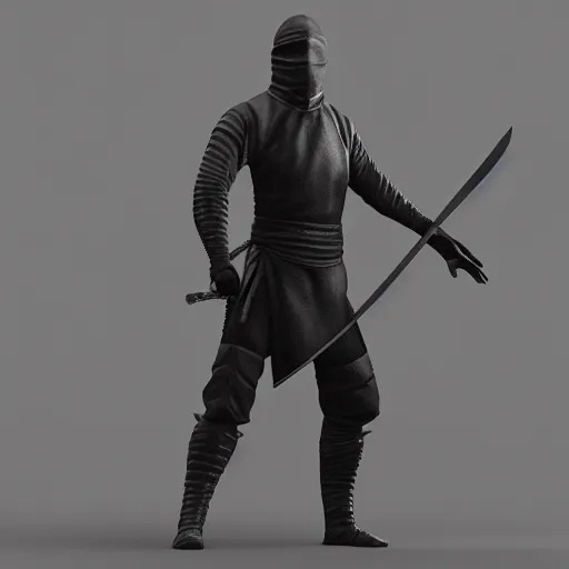 Image similar to a ninja holding a sword, 3 d render octane, trending on artstation